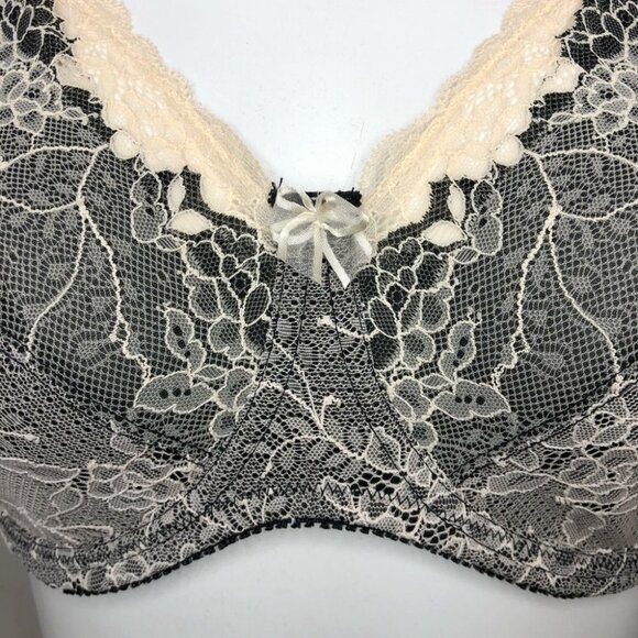 𝅺Wonderbra Black & Cream Lace Size 38DD - Picture 4 of 7